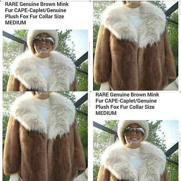 UNIQUE Genuine Mink Fur CAPE-Caplet w Genuine Plush Fox Fur Collar-Size MED-LARG - Picture 9 of 9